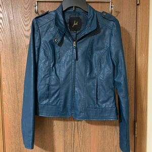 EUC Teal Faux Leather Jacket